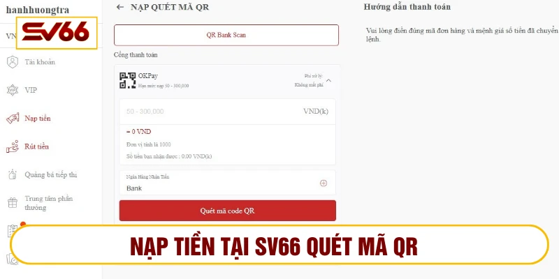 Nạp tiền tại SV66 qua quét mã QR an toàn, bảo mật cao