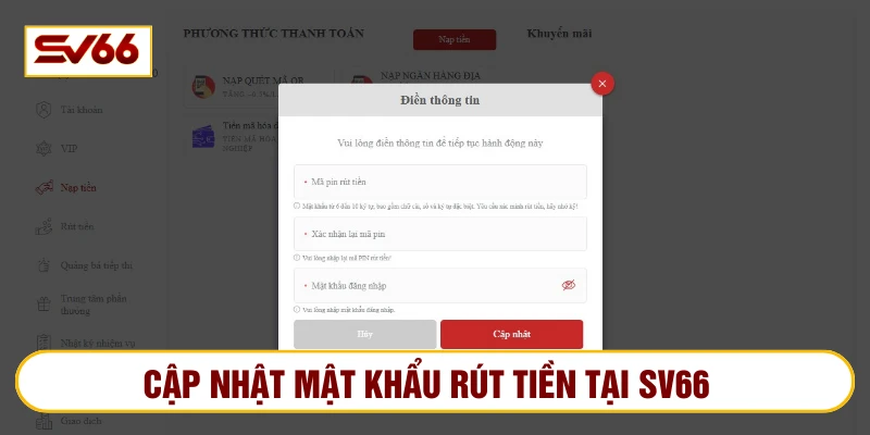 Người chơi tạo mật khẩu rút tiền tại SV66 đảm bảo an toàn